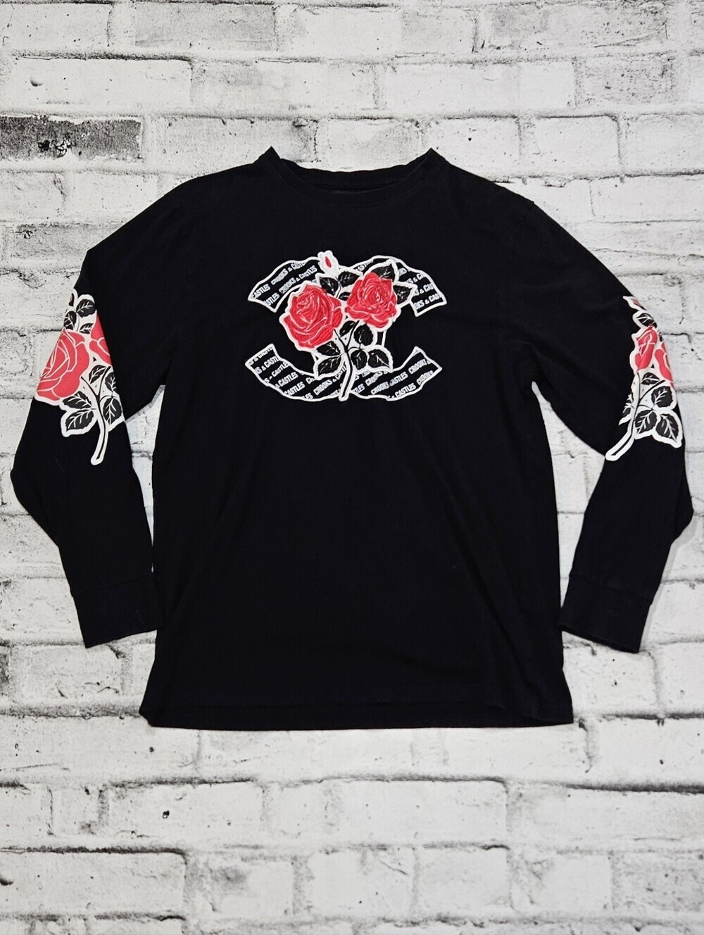 Crooks & Castles Rose Logo Long Sleeve Graphic Tee Black Large